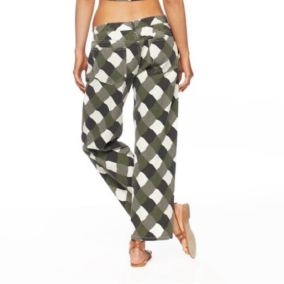 NICOLI Green Checkered Midrise Pants - Picture 2 of 8